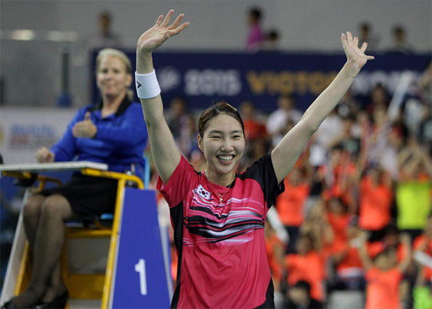 Sung Ji Hyun celebrates after her Korea Open win.(photo: Reuters)