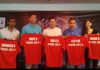 R. Satheishtharan, Mohd Hafiz Hashim, Koo Kien Keat, Lee Chong Wei and Woon Khe Wei (from left) at the PJBC signing ceremony on Wednesday. (photo: Manoj Kumar)
