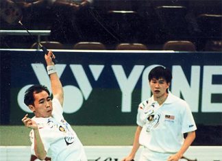 Yap Kim Hock (left) and Cheah Soon Kit at the 1996 Atlanta Olympic Games.