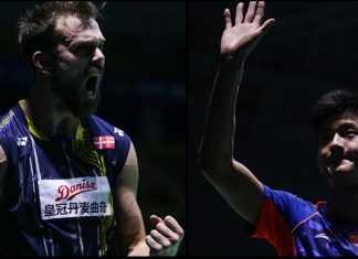 Both Jan Jorgensen (left) and Chen Long are probably the two best men's singles players this year.