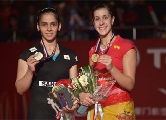 Saina Nehwal (left) and Carolina Marin make a great rivalry in women's singles.