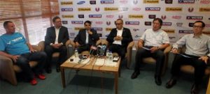 Morten Frost (left), Lawrence Chew (second left), Tan Sri Mohamed Al-Amin Abdul Majid (third right), William Toh (second right), Ng Chin Chai (right). (photo: Bernama)