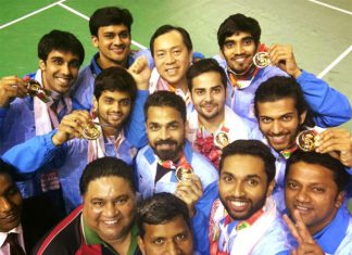 India clinched gold medal in men's team event at the South Asian Games. (photo: SAF)