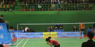 Ruthvika Shivani falls to his knees in celebration after her women's singles final victory over P.V Sindhu.(photo: PTI)