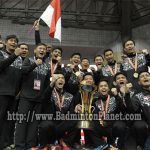 Indonesian men’s team wins the 2016 Badminton Asia Team Championships title. (photo: AFP)