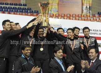 Indonesian men's team wins the 2016 Badminton Asia Team Championships title. (photo: AFP)