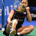 Nozomi Okuhara celebrates after winning the 2016 All England Badminton Championships in Birmingham.(photo: AP/Rui Vieira)