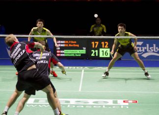 Goh V Shem/Tan Wee Kiong were defeated by Mathias Christiansen/David Daugaard in the second round of 2016 Swiss Open. (photo: Uwe Zinke)
