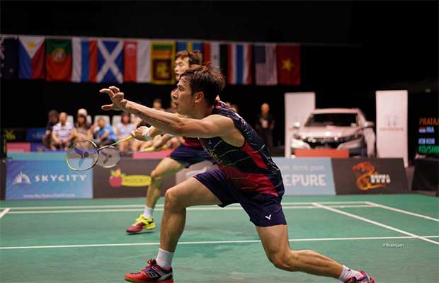 The New Zealand victory could move Ko Sung-Hyun (with tiger claw) and Shin Baek Cheol past their teammates Kim Gi Jung/Kim Sa Rang in the BWF rankings. (photo: New Zealand Open)