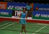 P.V Sindhu pumps her fist during her India Open second round against Busanan Ongbumrungphan. (photo: BAI)