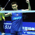 Lee Chong Wei celebrates his win against Chen Long in the 2016 Badminton Asia Championships (BAC) final. (photo: AFP)
