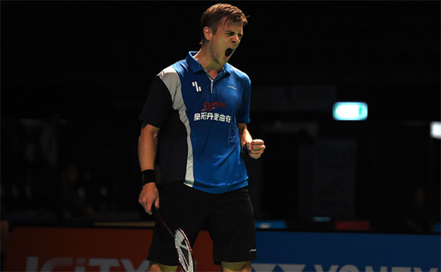 Denmark's Hans-Kristian Vittinghus celebrates after his victory over India's Srikanth Kidambi in the Australian Open men's singles semi-final. (photo: AFP) Denmark's Hans-Kristian Vittinghus celebrates after his victory over India's Srikanth Kidambi in the Australian Open men's singles semi-final. (photo: AFP)