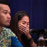 Ratchanok Intanon cries during the press conference. (photo: GettyImages)