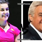 Carolina Marin vs Jay Leno (a talk show host from USA).