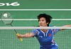 Tang Yuanting is actually taking a rest from badminton. (photo: AP)