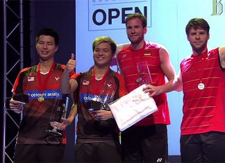 Ong Yew Sin, Teo Ee Yi, Johannes Schoettler, and Michael Fuchs (from left) are on the podium of the 2016 Bitburger Open.