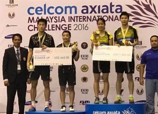 Goh Soon Huat-Shevon Lai Jemie stand on top of the Malaysia International Challenge podium. (photo: Pang Cheh Chang's facebook)