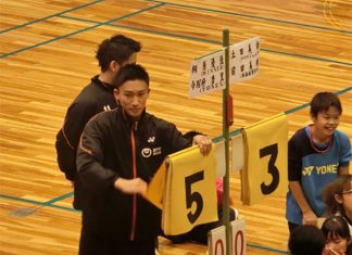Kento Momota attends the Kumamoto earthquake charity event.