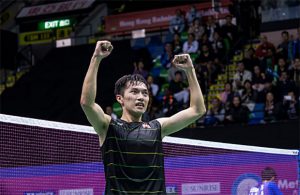 Angus Ng Ka-long celebrates winning the Hong Kong Open. (photo: AP)