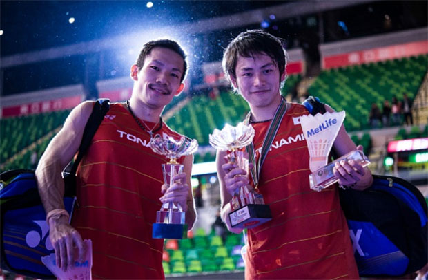 Takeshi Kamura/Keigo Sonoda are excited to win the Hong Kong Open. (photo: AFP)