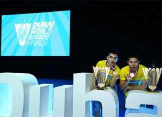 Goh V Shem/Tan Wee Kiong celebrate their men's doubles victory at the 2016 World Superseries Finals in Dubai. (photo: AFP)