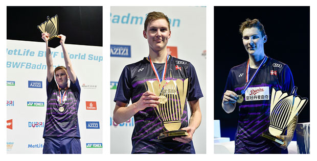 Viktor Axelsen of Denmark celebrates winning the men&rsquo;s singles final at the 2016 World Superseries Finals in Dubai. (photo: AFP)