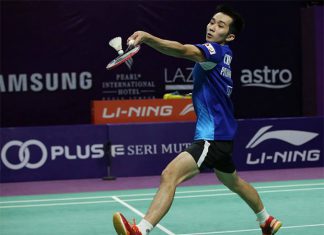 Chong Wei Feng scores the only victory for Puchong United BC on Friday. (photo: Purple League)
