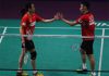 Lee Chong Wei and Zhao Yunlei celebrate their victory in the 2016/2017 Purple League on Saturday. (photo: Purple League)