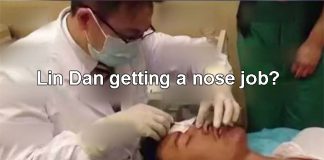 Lin Dan gets a nose job.
