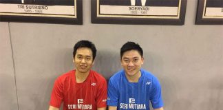 Hendra Setiawan and Tan Boon Heong pose for a photo together after their training in Jakarta. (photo: Tan Boon Heong's Facebook)