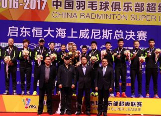 Chen Long and Qingdao team win the 2016/2017 China Badminton Super League (CBSL) title.