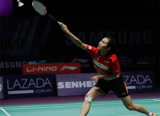 Wang Yihan loses her Purple League debut on Thursday. (photo: Purple League)