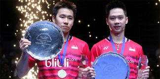 Kevin Sanjaya Sukamuljo and Marcus Fernaldi Gideon are the new World No. 1 men's pair. (photo: PBSI)