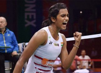 P.V. Sindhu celebrates winning a point against Korean player Sung Ji Hyun in 2017 India Open semi-finals. (photo:PTI)