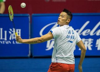 A backhand return from Lin Dan at the 2017 China Masters.