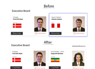 The "before" and "after" picture of Gustavo Salazar Delgado's removal from the BWF Council/Executive Board.