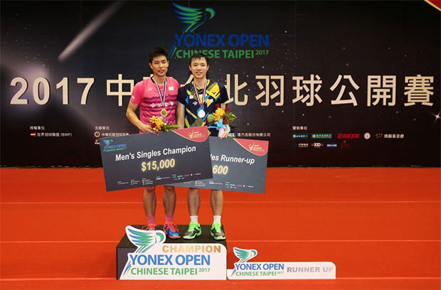 Congratulations to Chou Tien Chen for winning the 2017 Chinese Taipei men's singles title. Congratulations to Chou Tien Chen for winning the 2017 Chinese Taipei men's singles title.