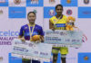 Selvaduray Kisona shares the podium with Lee Ying Ying. (photo: Bernama)