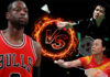 Dwyane Wade plays badminton with Zhao Yunlei, Bao Chunlai