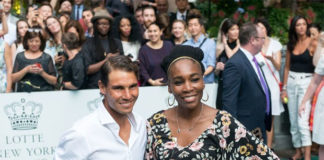 Venus Williams and Rafa Nadal play badminton. (photo: AP)