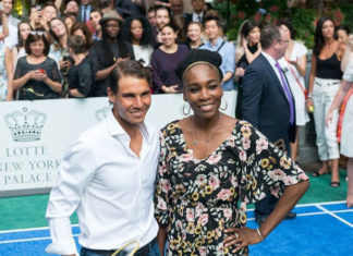 Venus Williams and Rafa Nadal play badminton. (photo: AP)