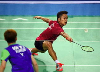 Anthony Sinisuka Ginting upsets World no. 1 Son Wan-Ho at Korea Open. (photo: AFP)