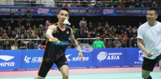 Lee Chong Wei and Cai Yun in actions at the 2017 Chengdu Badminton Asia Elite Tour.