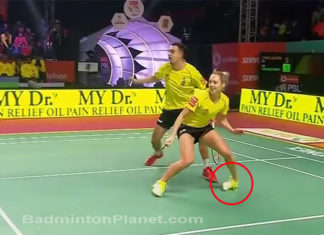 Gabrielle Adcock sprains her ankle in the 2017/2018 Premier Badminton League (PBL).