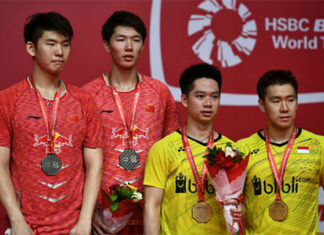 Kevin Sanjaya Sukamuljo/Marcus Fernaldi Gideon are the most dominant men's doubles pair in the world presently. (photo: AP)