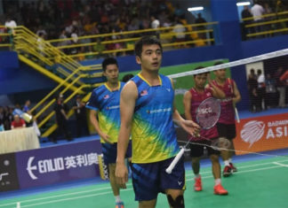Goh V Shem/Tan Wee Kiong look disappointed with their loss at the 2018 Badminton Asia Team Championships. (photo: Bernama)