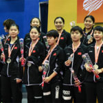 The China women’s team on the 2018 Badminton Asia Team Championships (BATC) podium. (photo: AP)