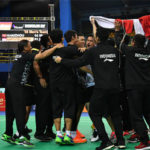Indonesian players race onto the court after beating China 3-1 in the 2018 Badminton Asia Team Championships final. (photo: AP)