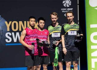 Mathias Boe/Carsten Mogensen pocket $11,850 as the men's doubles champions of the Swiss Open Super 300 tournament. (photo: SwissOpen)