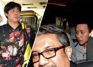 Tan Chun Seang and Zulfadli Zulkiffli were seen at Hotel Jen Tanglin in Singapore. (photo: NSTP)